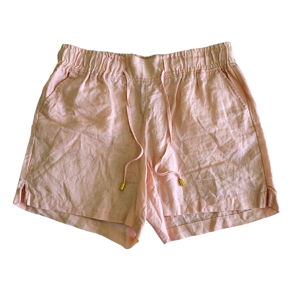 Company Ellen Tracy Linen Shorts Small Drawstring Peach Pink Champagne Pull On